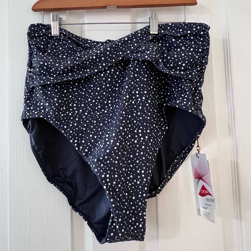 NWT Calia High-Waisted Polka Dot Swim Bottoms. Size 1X